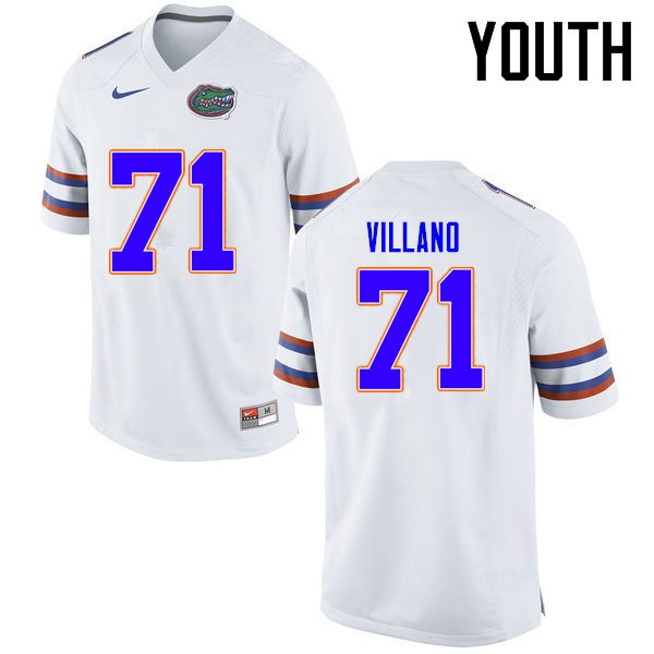 Florida Gators Youth #71 Nick Villano College Football Jersey White